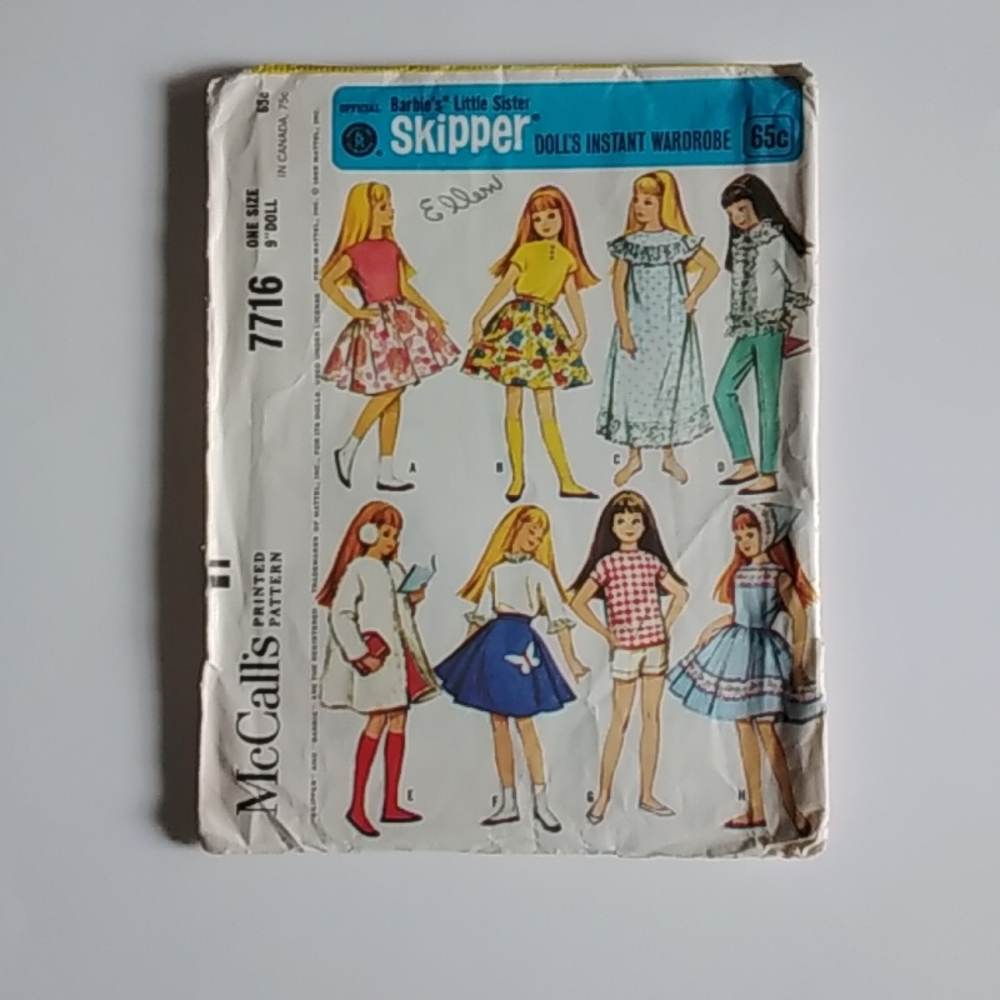 McCall's Barbie's 1964 Little Sister Skipper Pattern #7716 Instant Doll Wardrode
